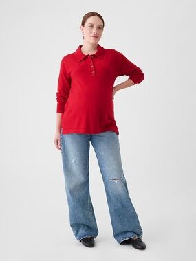 Maternity CashSoft Polo Sweater XS